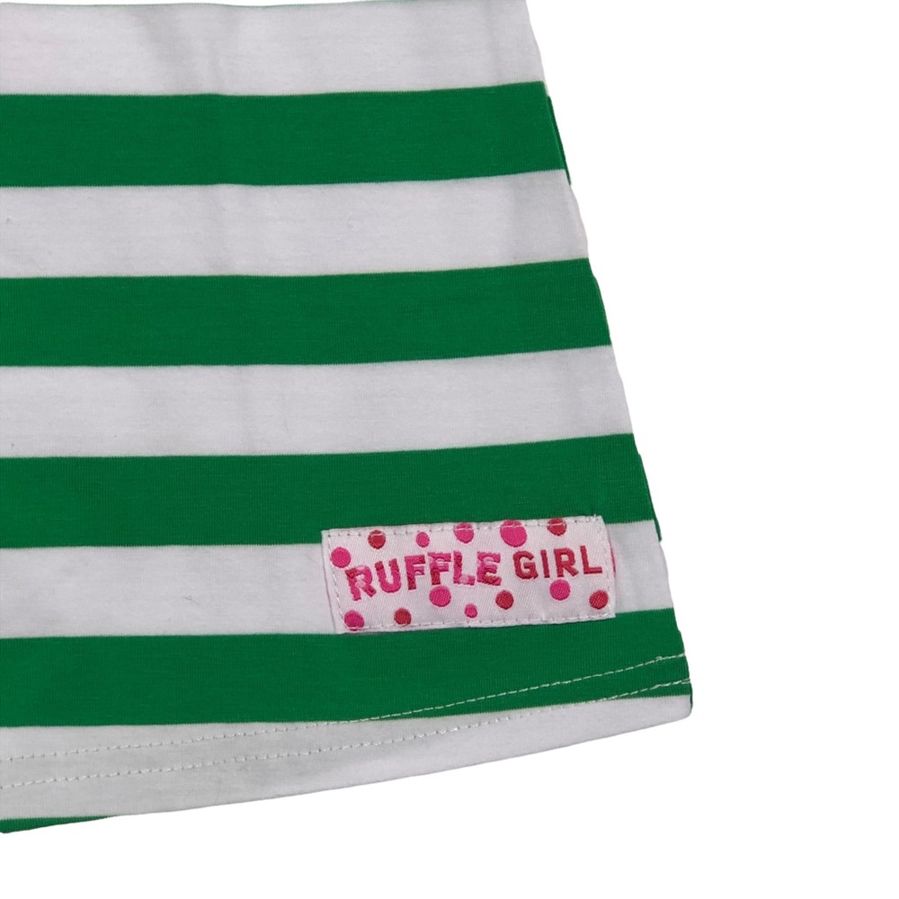Ruffle Girl Kelly Green & White Striped Top size 16-18 - Picture 2 of 9